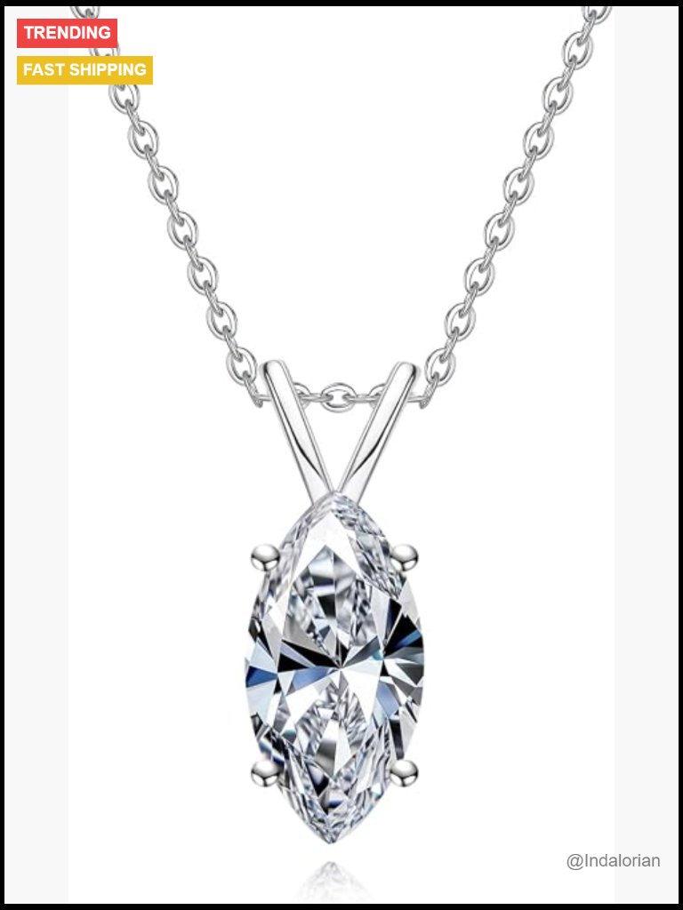 Moissanite Pendant Necklace 2ct D Color Vvs1 925 Sterling Silver Marquise Cut